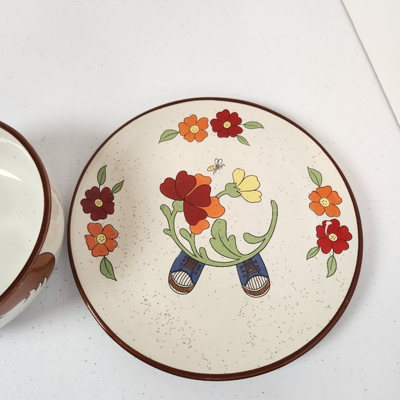 Vintage Interpur Farmer Boy Breakfast Set Bowl Plate Japan 1960s Anthropomorphic - Picture 4 of 10